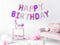 Ballon guirlande Happy Birthday - Lyserød og lilla