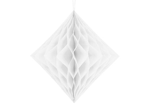 Hvid honeycomb diamant 20 cm-Partydeluxe