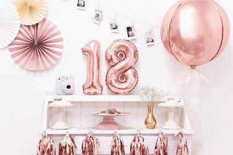 Folie ballon rosa guld-Partydeluxe