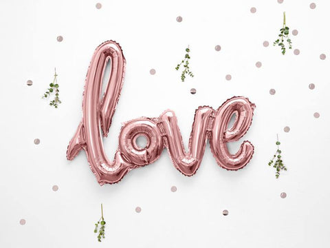 Love rosa guld ballon-Partydeluxe