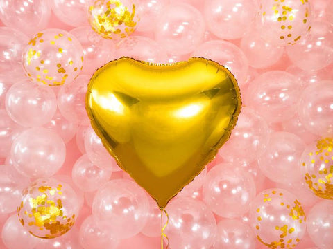 Folie ballon, Guld hjerte-Partydeluxe