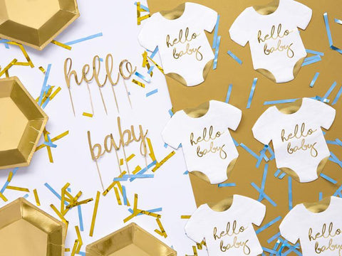 Hello Baby servietter hvid/guld-Partydeluxe