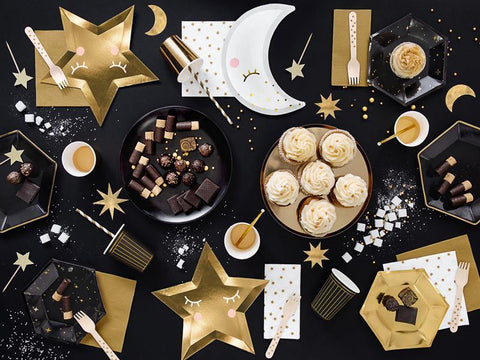 Paptallerken Guldkant sort/guld-Partydeluxe