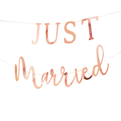 Just married banner - Rose Gold