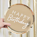 Happy Birthday tallerkener - guld-Partydeluxe